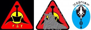 From the left, the logo for KAG, the logo for IKV Grey Angel of Halifax, NS, and the logo for IKV Ice Storm of St John's NL.